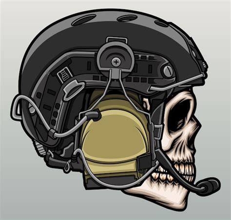 Premium Vector Skull Head With Army Helmet