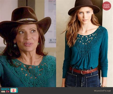 Wornontv Reginas Teal Green Embroidered Front Top On Switched At