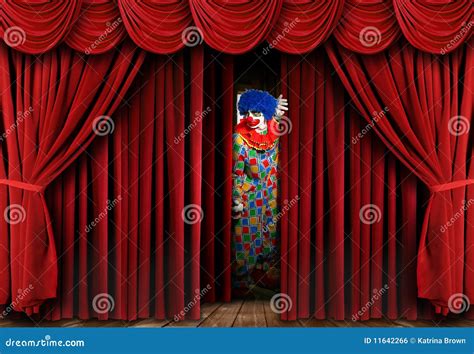 Clown On Stage Behind Curtain Stock Photo Image Of Acting Clown