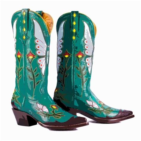 Turquoise Western Boot With Inlays Fancy Cowboy Boots Vintage Designs