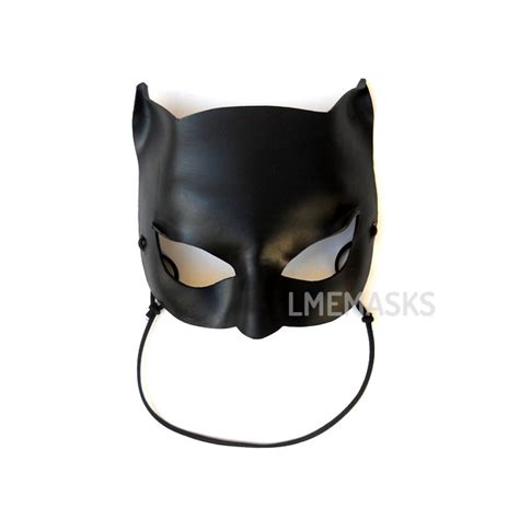 Catwoman Leather Mask Black Super Hero Halloween Sexy Etsy
