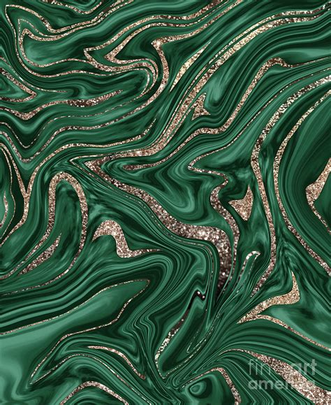 Emerald Green Black Gold Glitter Marble 1 Decor Art Digital Art By
