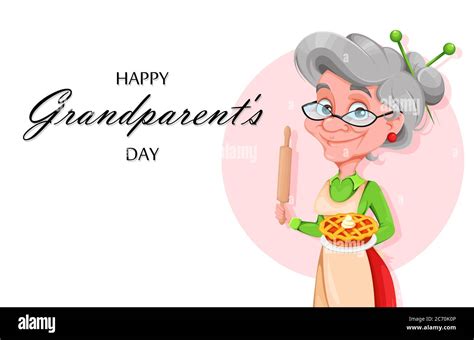 tarjeta de felicitación para el día de los abuelos una mujer vieja sonriente y linda alegre