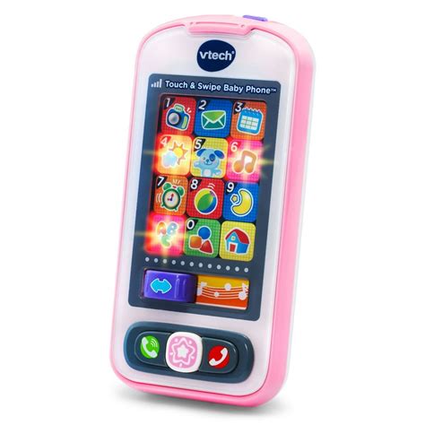 Touch And Swipe Baby Phone Pink Touch Screen Kids Phone With 12 Light