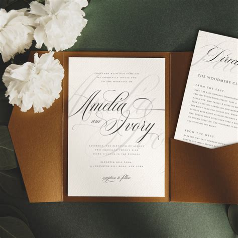 Classic Elegant Wedding Invitation Suite Directions Etsy