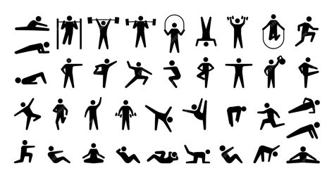 Menschliche Sportsymbole Körperliches Training Fitness Und Fitnessübungen Yoga Oder Aerobic
