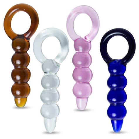 Leluv Glass Ring Handle Beaded Shaft Anal Toy Dildo In A Etsy