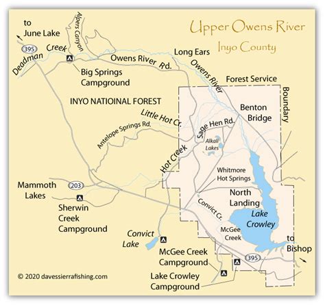 Upper Owens River Fishing Map Eastern Sierra Fishing Maps