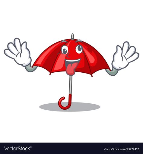 Crazy Red Umbrella In Shape Cartoon Funny Vector Image