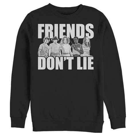 Mens Stranger Things Friends Dont Lie Character Pose Sweatshirt Black