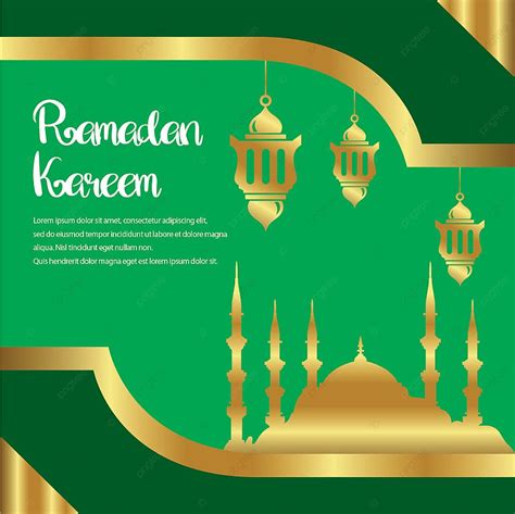 Background Ramadhan Dengan Masjid Emas Siluet Tiga Lentera Ramadan
