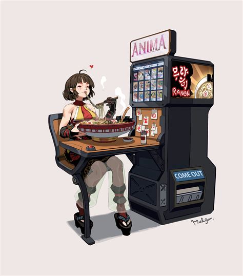 Anime Girl Eating Drawing