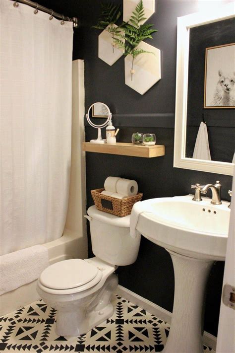 This Small Guest Bathroom Got A Big Update On A Tight Budget With Dark