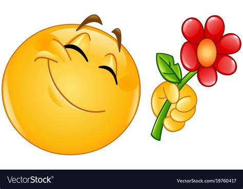 Happy Emoticon Giving A Flower Download A Free Preview Or High Quality