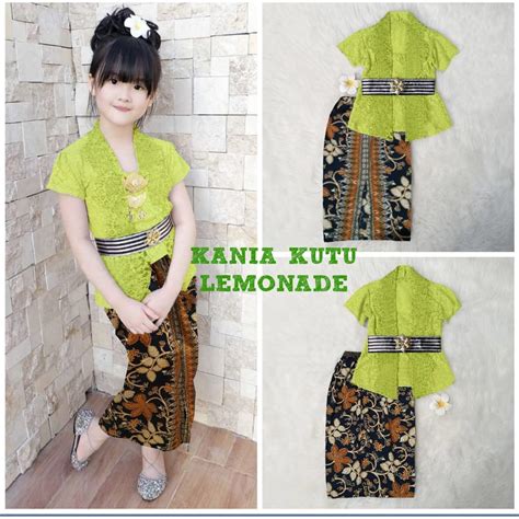 Jual Kebaya Anak Perempuan Setelan Kutubaru Bali Brukat Batik Adat Jawa No Pita Free Bando Anak