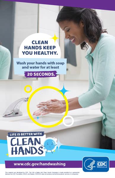 Clean Hands Hand Washing Poster From The Cdc Environmental Health