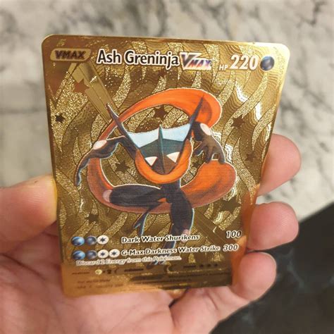 Gold Shiny Ash Greninja Vmax Pokemon Card Metal Custom Made V Etsy Canada