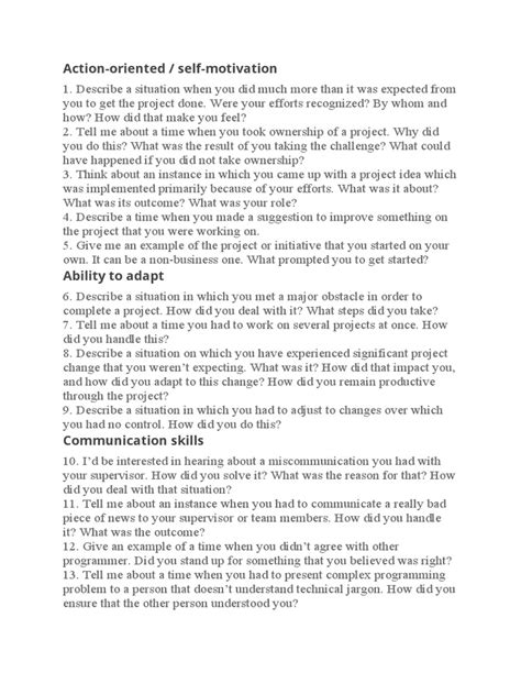 Interview Questions Pdf Goal Decision Making