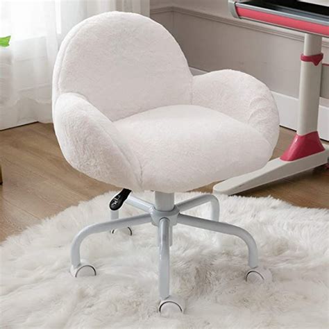 Chairs And Seats Wahson Cute Faux Fur Task Chair With Wheels Comfy Sherpa