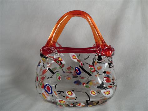 Glass Purse Murano Glass Hand Bag Milifiorie Glass Hand Bag Etsy Purses Bags Murano Glass