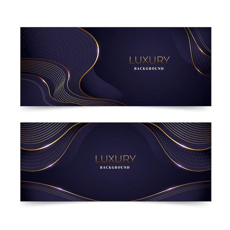 Free Vector Gradient Golden Luxury Horizontal Banners Set