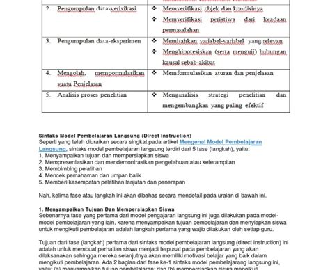 Langkah Langkah Model Pembelajaran Langsung Direct Instruction