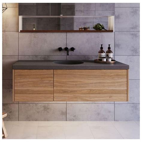 Opera 1200 Polytec Notaio Walnut Wall Hung Vanity With Luxecrete Solid