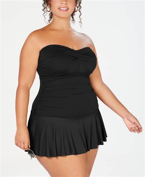 Lauren Ralph Lauren Plus Size Underwire Tummy Control Swimdress Black