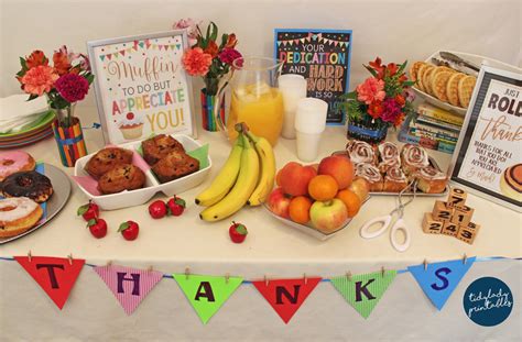 Teacher Appreciation Week Breakfast Signs Tidylady Printables