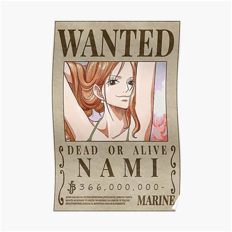 Nami Wanted Poster Post Wano Updated Bounty Poster Premium Matte Vertical Poster Sold By