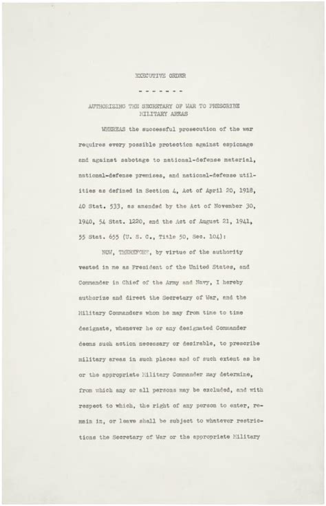 executive order 9066 resulting in japanese american incarceration 1942 national archives