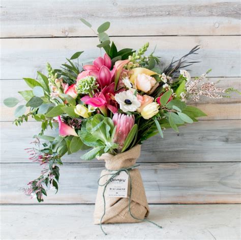 Burlap Wrapped Bouquet Brought To You By Farmgirl Flowers In San