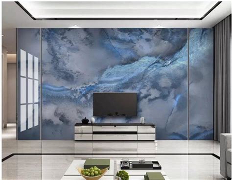 Jade Navy Blue Marble Textured Wallpaper Wall Mural