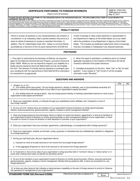 Sf 328 Certificate Pertaining To Foreign Interests Forms Docs 2023