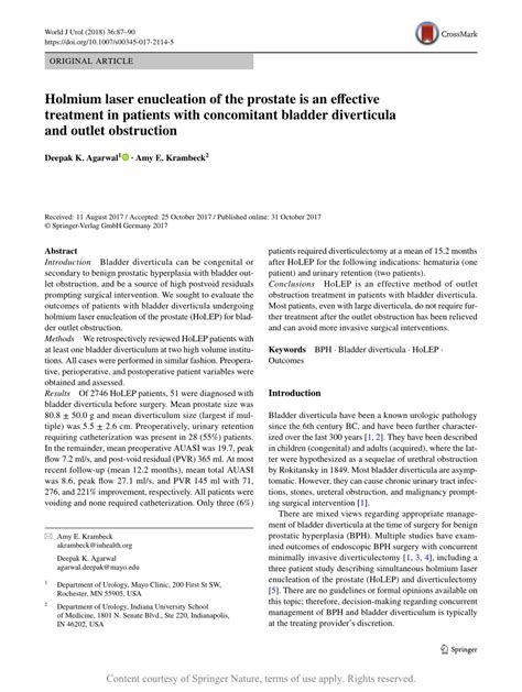 Holmium Laser Enucleation Of The Prostate Is An Effective Treatment In Patients With Concomitant