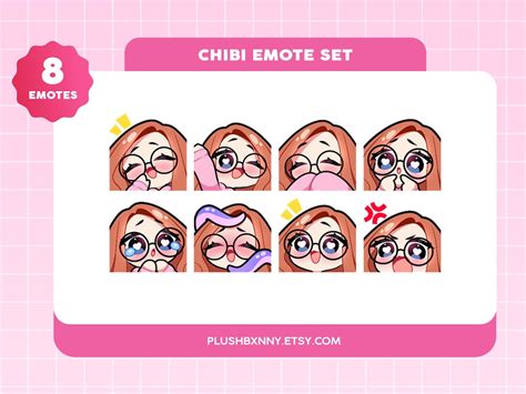 Cute Chibi Girl Emotes UㅅU red ginger Hair Fair Skin Blue Etsy
