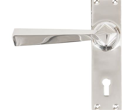 Polished Chrome Straight Lever Lock Set Lever Lock Handles