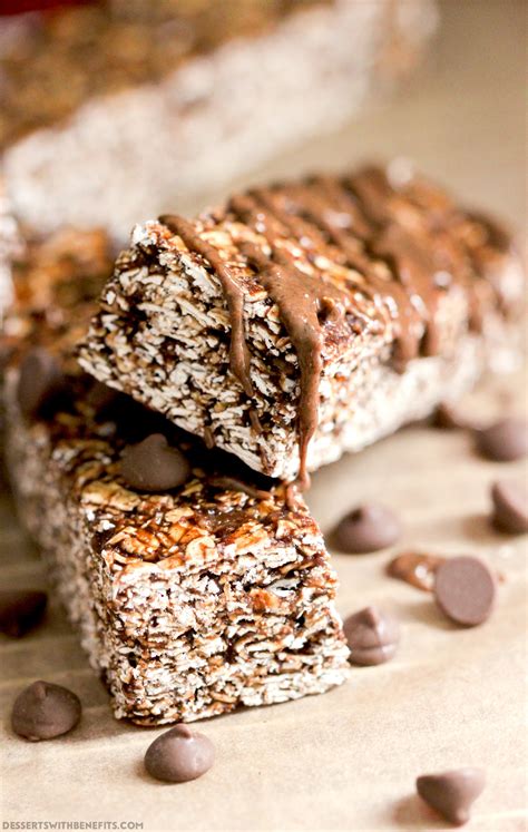 Grams of fiber per smoothie : Healthy No-Bake Nutella Granola Bars - Desserts with Benefits