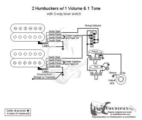 Maybe you would like to learn more about one of these? GuitarElectronics.com - Guitar Wiring Diagram 2 Humbuckers/3-Way Lever Switch/1 Volume/1Tone/000 ...