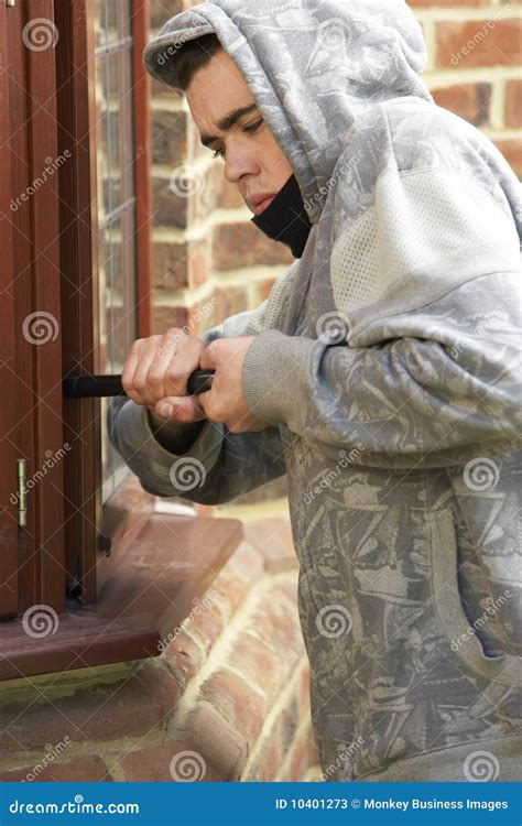 Young Man Breaking Into House Stock Image Image Of Problem Twenties