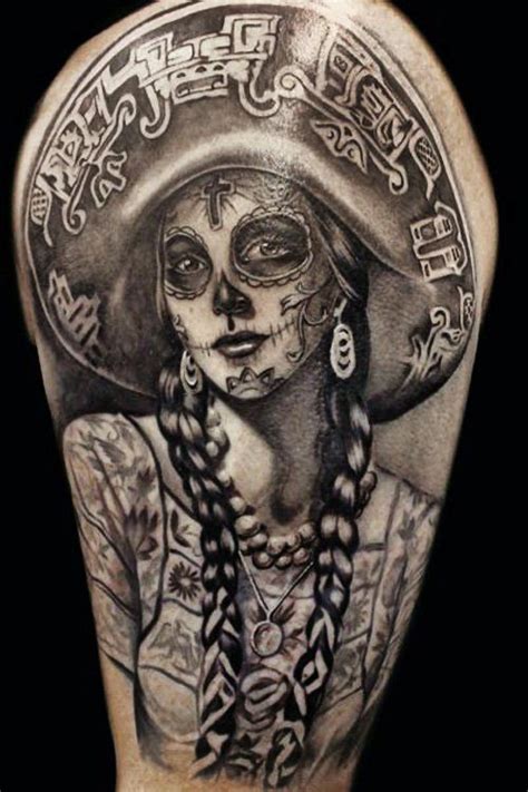 Traditional La Catrina Tattoos Are Wearing A Hat Here By Steve Soto