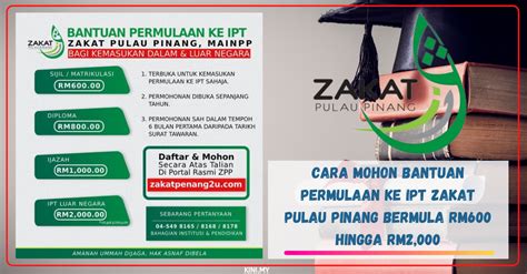 Cara Mohon Bantuan Permulaan Ke IPT Zakat Pulau Pinang Bermula RM600