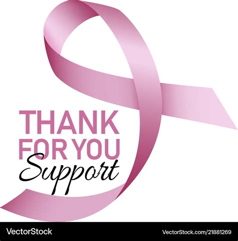 Thanks For Support Breast Cancer Logo Realistic Vector Image