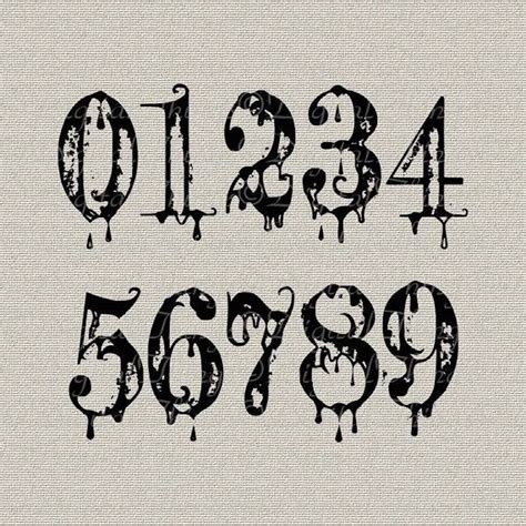 Gothic Grunge Numbers Typography Wall Decor Art By Digitalthings 100