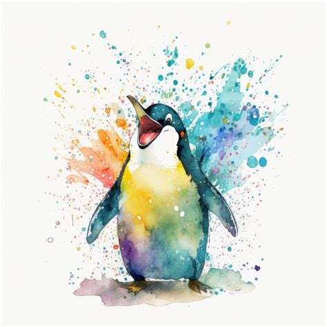 Premium Photo Laughing Penguin Style Of A Messy Children Book Image