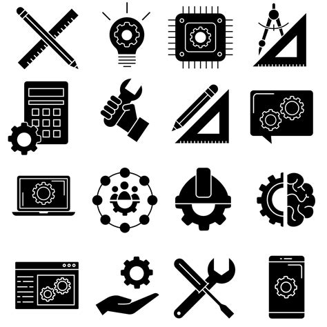 Engineering Icon Vector Set Construction Illustration Sign Collection