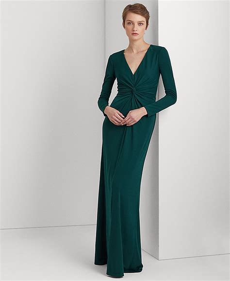 Lauren Ralph Lauren Womens Twist Front Jersey Gown Macys