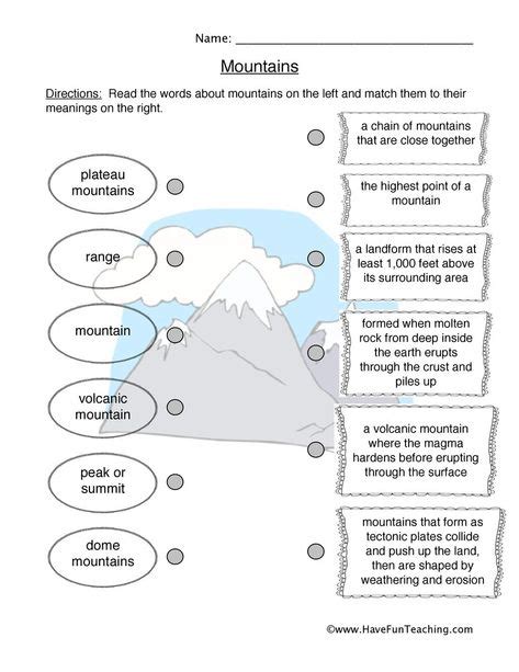 Mountains Worksheet In 2020 Science Worksheets Science Lessons