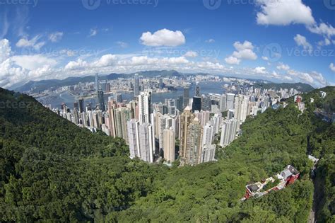 Wide Angle Aerial View To The Hong Kong City China 1091297 Stock