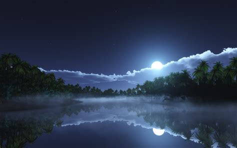 nature, Landscape, Starry Night, Moonlight, Clouds, Tropical, Mist ...